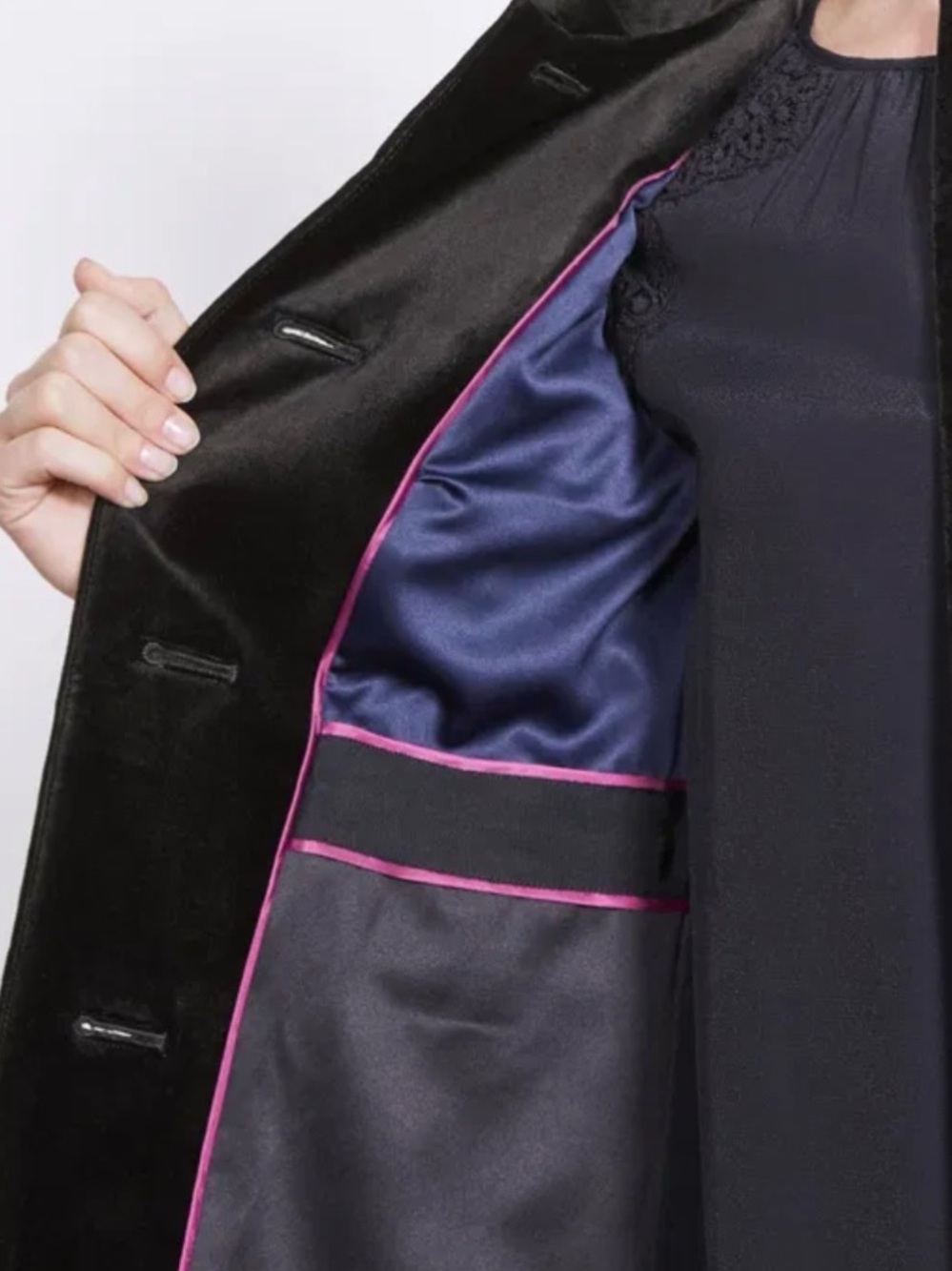 BODEN 12 Gigi Velvet Party Trench Dress Coat in black - Picture 4 of 12